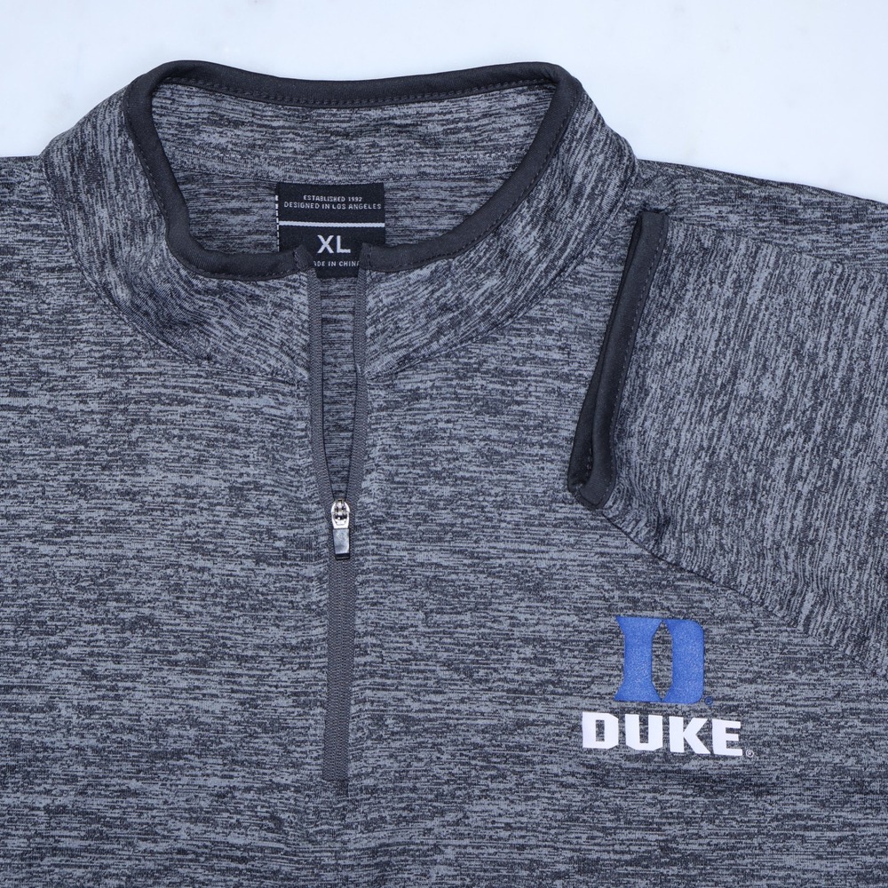 Duke Blue Devils Mens XL Quarter Zip Pullover‎ Gray Space Dye Heather Athletic